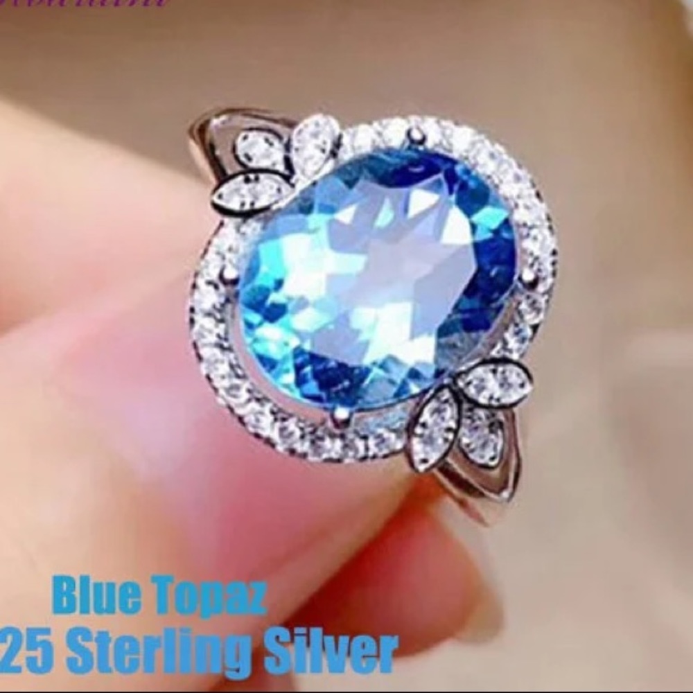 ❌SOLD❌ Blue Topaz Ring, 925 Sterling Silver, Size 6, NWOT